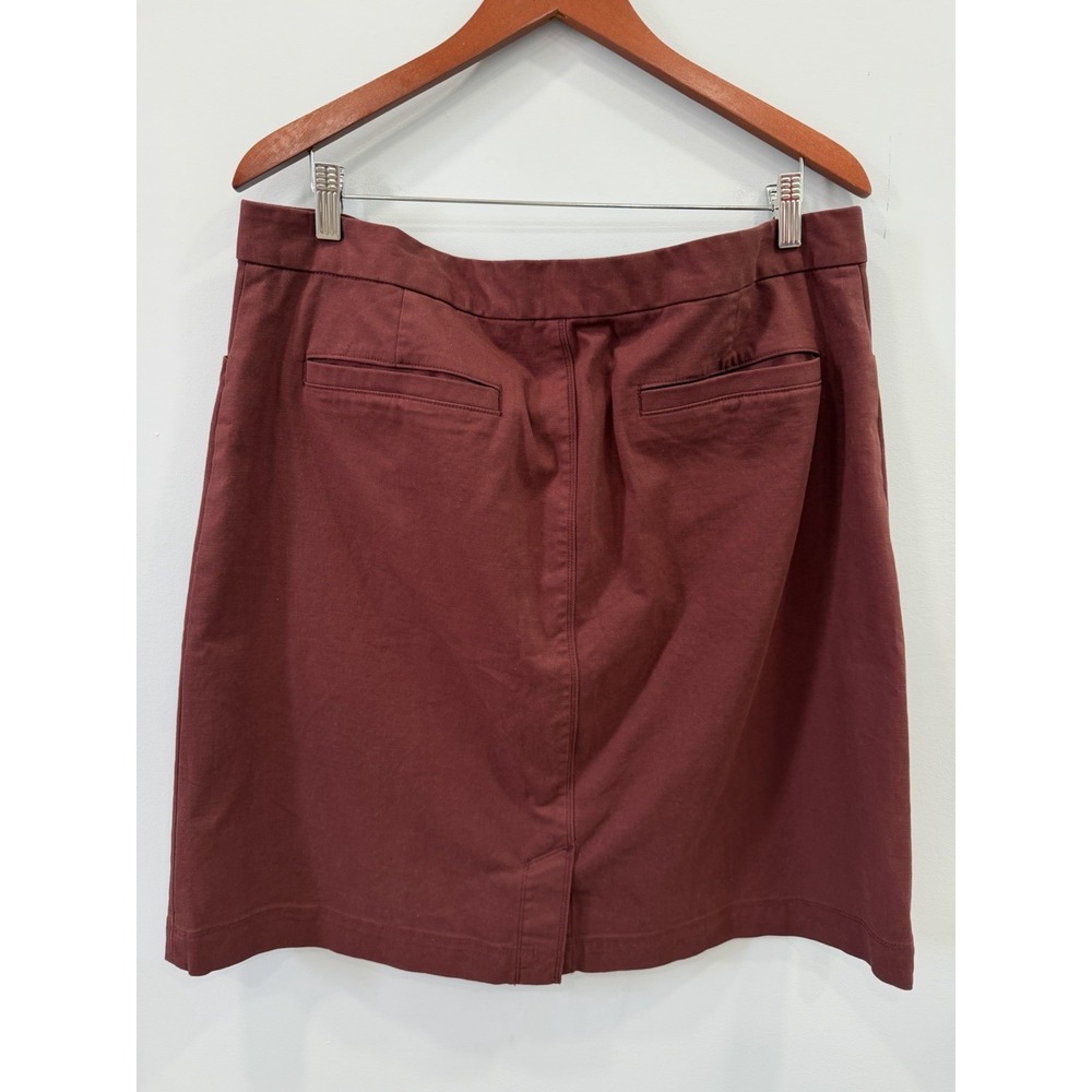 Duluth Trading Co Women's Skirt Size 16 Burgundy Button Front Cotton Blend - Picture 4 of 7